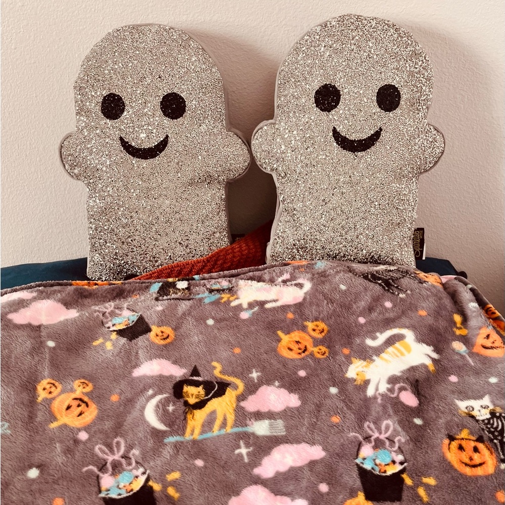Sparkles Home Silver Glitter Ghost Decor pillows halloween fall set